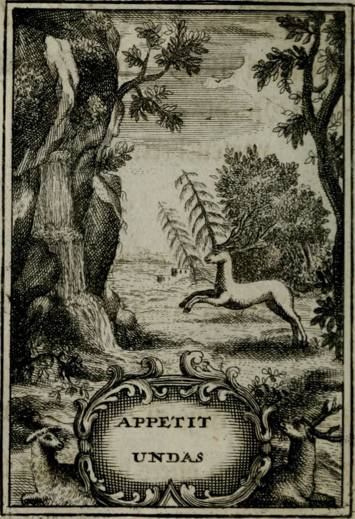 An illustration from Mariae höchst-wunderbarliche und ohne alle Sünden-Mackl gnaden-reich beschehene Empfängnuss : in hunderterley Sinn-Bildern vorgestellet, mit minder ... durch gleich-lauffende Vers deutlich erkläret : anbey mit einer anmüthigen Melodey versehen .., 1712, leaf 121