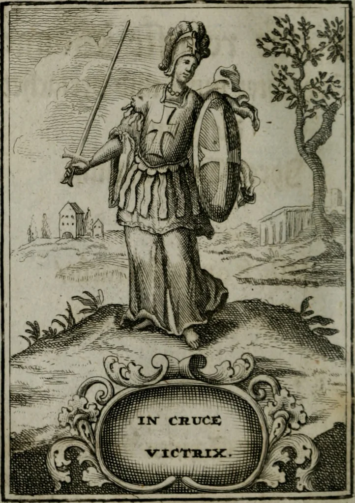 An illustration from Mariae höchst-wunderbarliche und ohne alle Sünden-Mackl gnaden-reich beschehene Empfängnuss : in hunderterley Sinn-Bildern vorgestellet, mit minder ... durch gleich-lauffende Vers deutlich erkläret : anbey mit einer anmüthigen Melodey versehen .., 1712, leaf 129