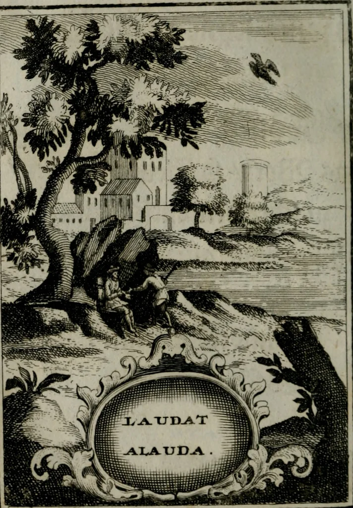 An illustration from Mariae höchst-wunderbarliche und ohne alle Sünden-Mackl gnaden-reich beschehene Empfängnuss : in hunderterley Sinn-Bildern vorgestellet, mit minder ... durch gleich-lauffende Vers deutlich erkläret : anbey mit einer anmüthigen Melodey versehen .., 1712, leaf 135