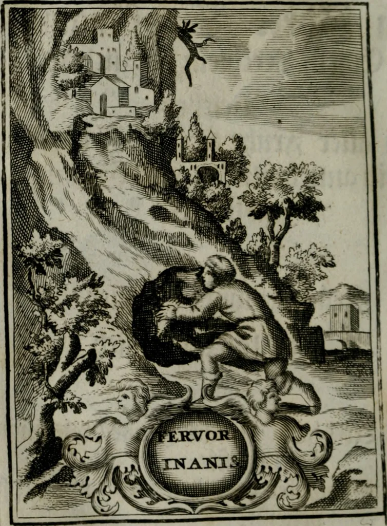 An illustration from Mariae höchst-wunderbarliche und ohne alle Sünden-Mackl gnaden-reich beschehene Empfängnuss : in hunderterley Sinn-Bildern vorgestellet, mit minder ... durch gleich-lauffende Vers deutlich erkläret : anbey mit einer anmüthigen Melodey versehen .., 1712, leaf 137