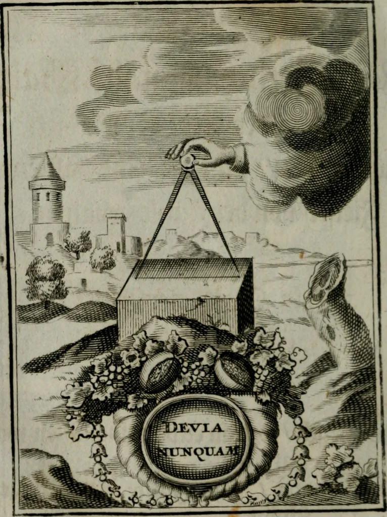 An illustration from Mariae höchst-wunderbarliche und ohne alle Sünden-Mackl gnaden-reich beschehene Empfängnuss : in hunderterley Sinn-Bildern vorgestellet, mit minder ... durch gleich-lauffende Vers deutlich erkläret : anbey mit einer anmüthigen Melodey versehen .., 1712, leaf 141