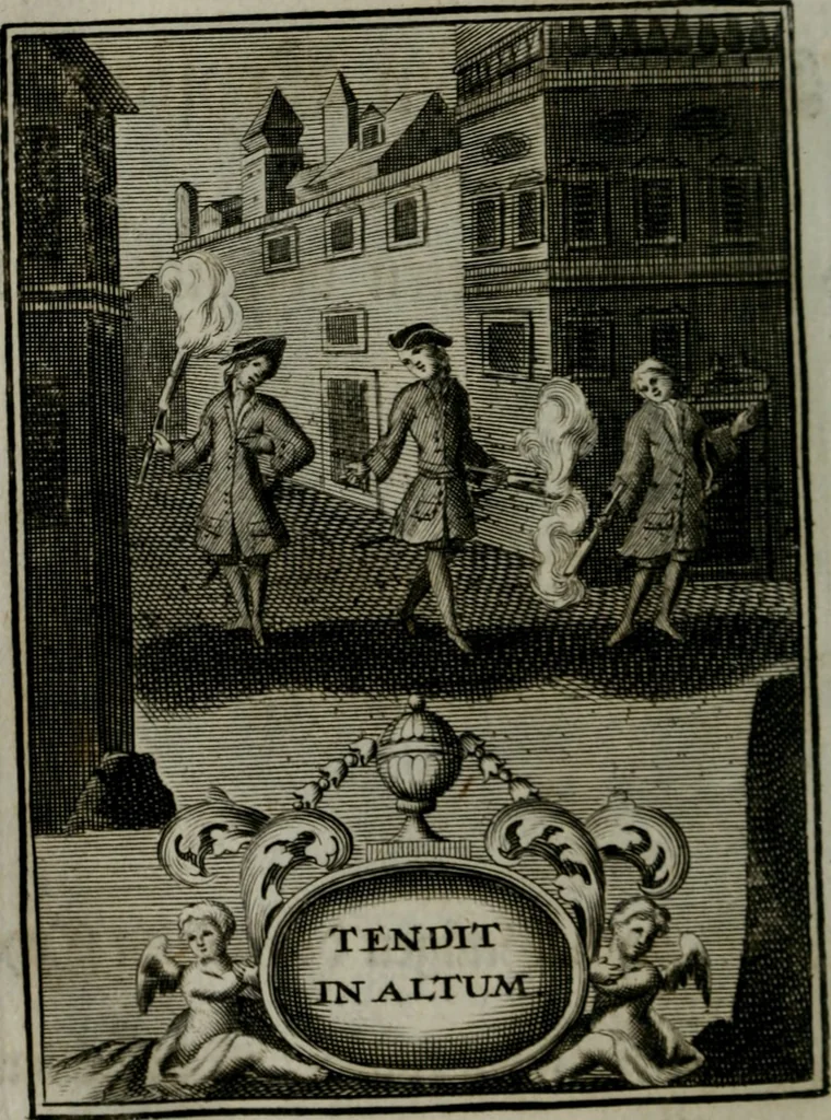 An illustration from Mariae höchst-wunderbarliche und ohne alle Sünden-Mackl gnaden-reich beschehene Empfängnuss : in hunderterley Sinn-Bildern vorgestellet, mit minder ... durch gleich-lauffende Vers deutlich erkläret : anbey mit einer anmüthigen Melodey versehen .., 1712, leaf 145