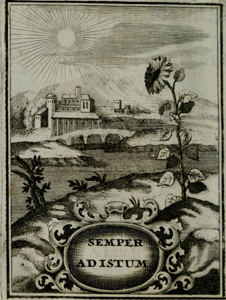 An illustration from Mariae höchst-wunderbarliche und ohne alle Sünden-Mackl gnaden-reich beschehene Empfängnuss : in hunderterley Sinn-Bildern vorgestellet, mit minder ... durch gleich-lauffende Vers deutlich erkläret : anbey mit einer anmüthigen Melodey versehen .., 1712, leaf 147