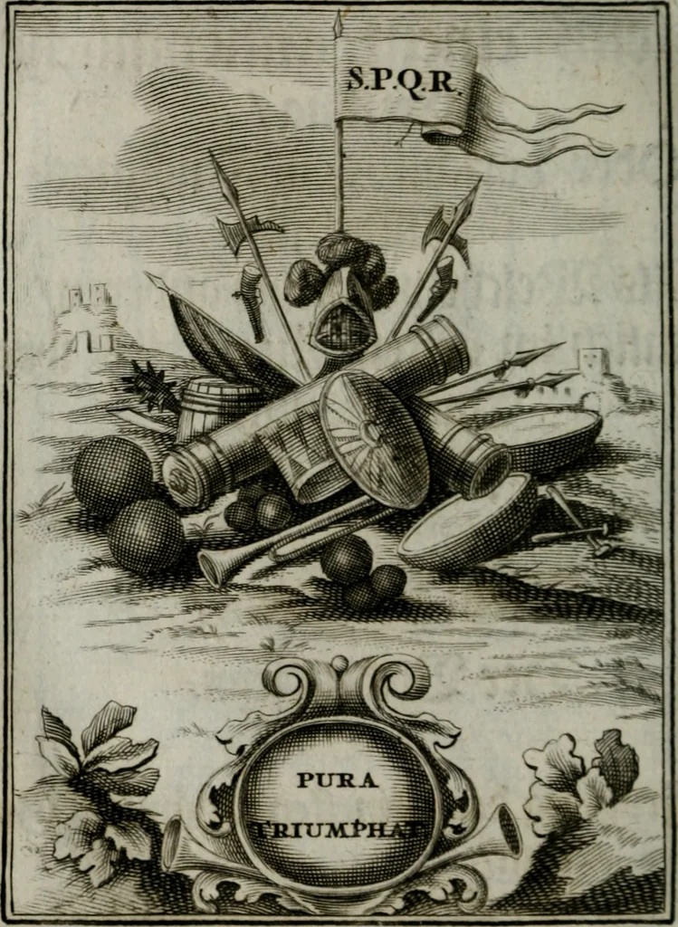 An illustration from Mariae höchst-wunderbarliche und ohne alle Sünden-Mackl gnaden-reich beschehene Empfängnuss : in hunderterley Sinn-Bildern vorgestellet, mit minder ... durch gleich-lauffende Vers deutlich erkläret : anbey mit einer anmüthigen Melodey versehen .., 1712, leaf 161