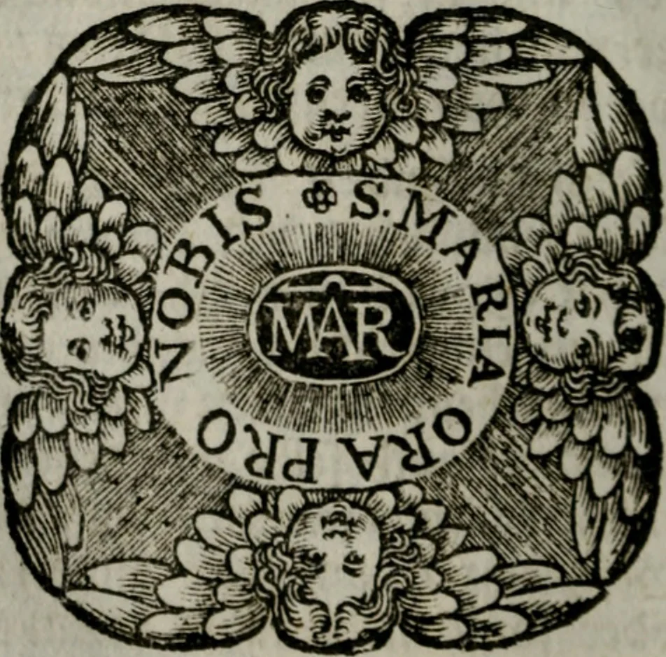 An illustration from Mariae höchst-wunderbarliche und ohne alle Sünden-Mackl gnaden-reich beschehene Empfängnuss : in hunderterley Sinn-Bildern vorgestellet, mit minder ... durch gleich-lauffende Vers deutlich erkläret : anbey mit einer anmüthigen Melodey versehen .., 1712, leaf 21