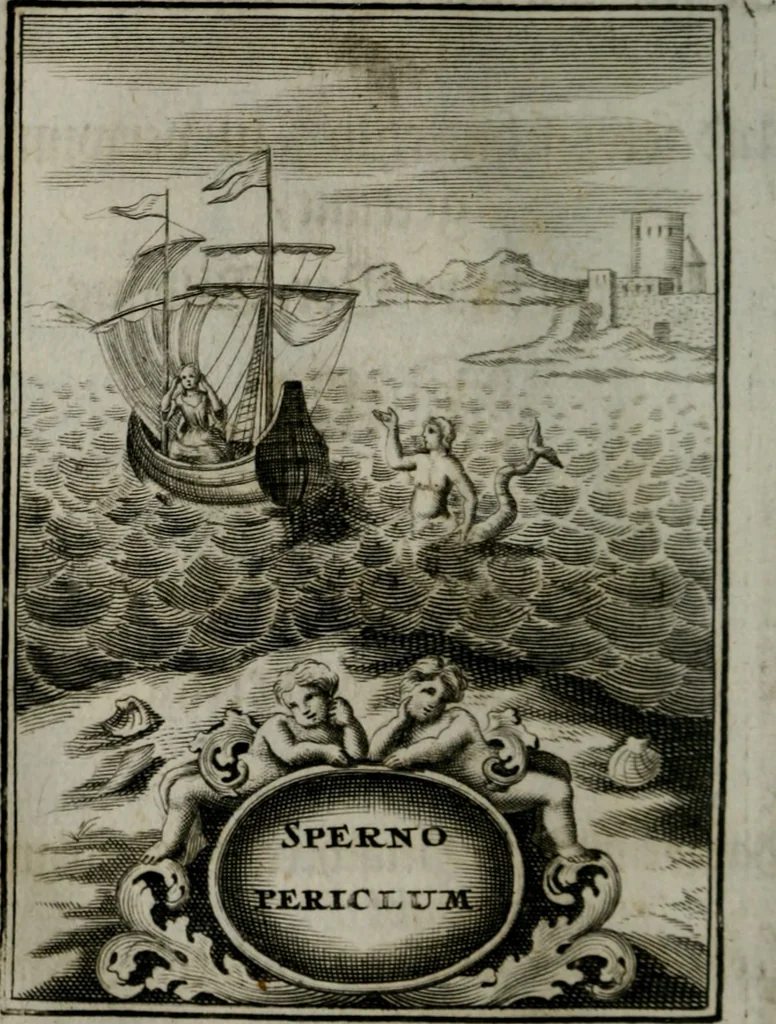 An illustration from Mariae höchst-wunderbarliche und ohne alle Sünden-Mackl gnaden-reich beschehene Empfängnuss : in hunderterley Sinn-Bildern vorgestellet, mit minder ... durch gleich-lauffende Vers deutlich erkläret : anbey mit einer anmüthigen Melodey versehen .., 1712, leaf 33
