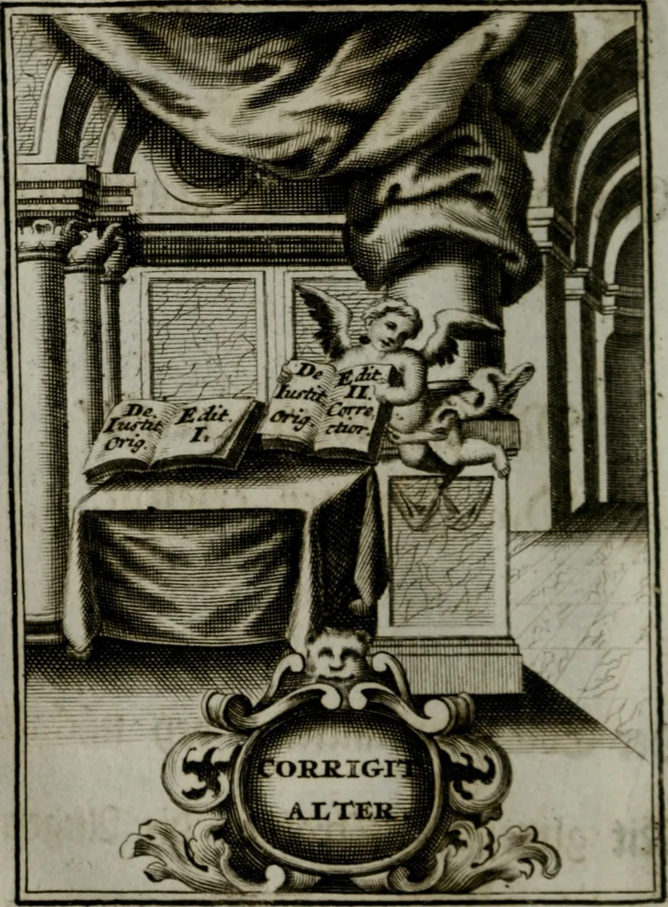 An illustration from Mariae höchst-wunderbarliche und ohne alle Sünden-Mackl gnaden-reich beschehene Empfängnuss : in hunderterley Sinn-Bildern vorgestellet, mit minder ... durch gleich-lauffende Vers deutlich erkläret : anbey mit einer anmüthigen Melodey versehen .., 1712, leaf 37