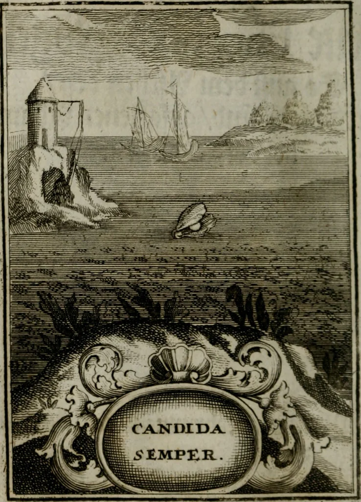 An illustration from Mariae höchst-wunderbarliche und ohne alle Sünden-Mackl gnaden-reich beschehene Empfängnuss : in hunderterley Sinn-Bildern vorgestellet, mit minder ... durch gleich-lauffende Vers deutlich erkläret : anbey mit einer anmüthigen Melodey versehen .., 1712, leaf 59