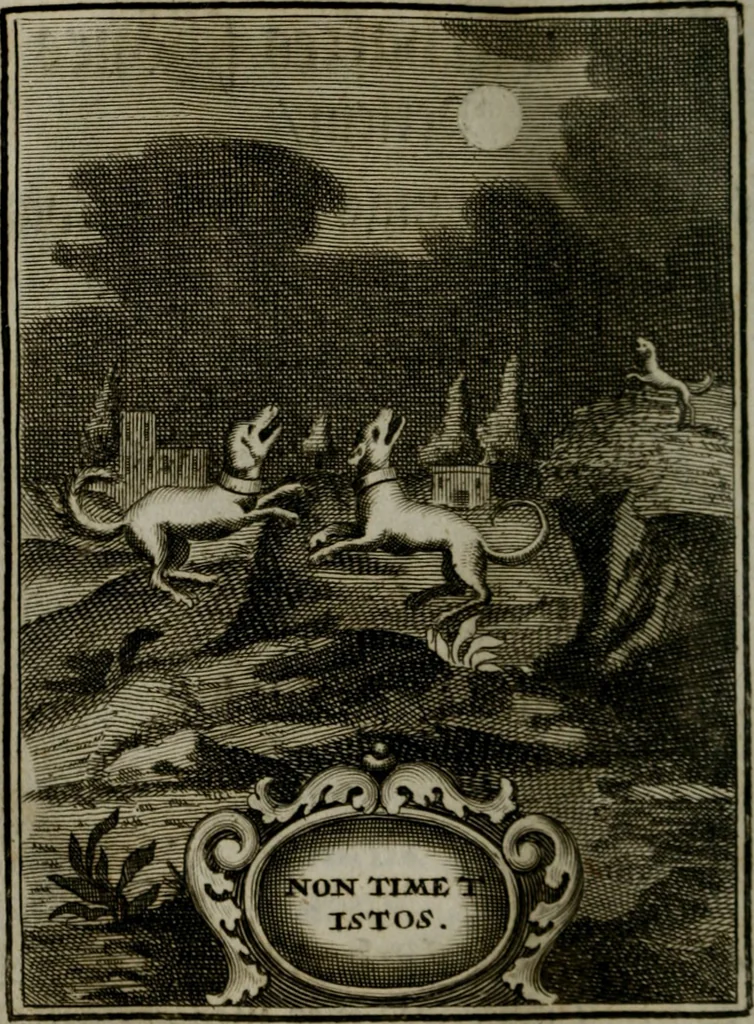 An illustration from Mariae höchst-wunderbarliche und ohne alle Sünden-Mackl gnaden-reich beschehene Empfängnuss : in hunderterley Sinn-Bildern vorgestellet, mit minder ... durch gleich-lauffende Vers deutlich erkläret : anbey mit einer anmüthigen Melodey versehen .., 1712, leaf 61