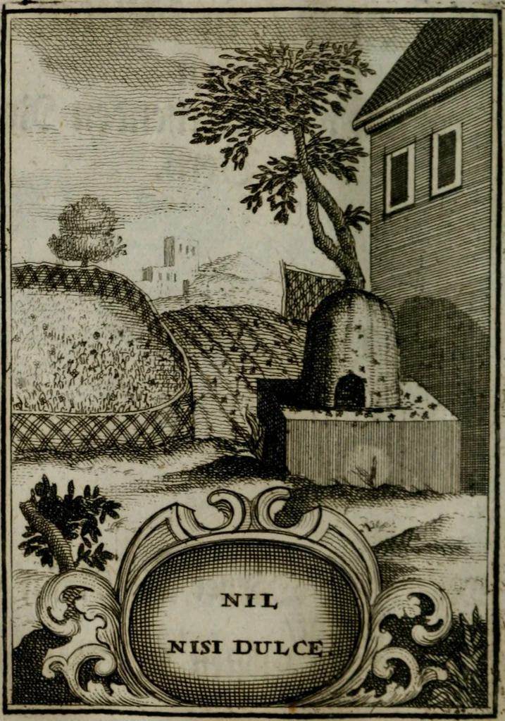 An illustration from Mariae höchst-wunderbarliche und ohne alle Sünden-Mackl gnaden-reich beschehene Empfängnuss : in hunderterley Sinn-Bildern vorgestellet, mit minder ... durch gleich-lauffende Vers deutlich erkläret : anbey mit einer anmüthigen Melodey versehen .., 1712, leaf 65