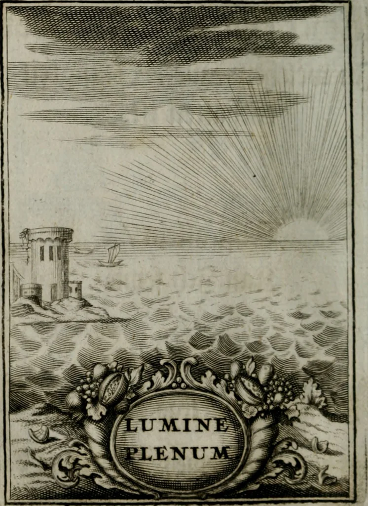 An illustration from Mariae höchst-wunderbarliche und ohne alle Sünden-Mackl gnaden-reich beschehene Empfängnuss : in hunderterley Sinn-Bildern vorgestellet, mit minder ... durch gleich-lauffende Vers deutlich erkläret : anbey mit einer anmüthigen Melodey versehen .., 1712, leaf 67
