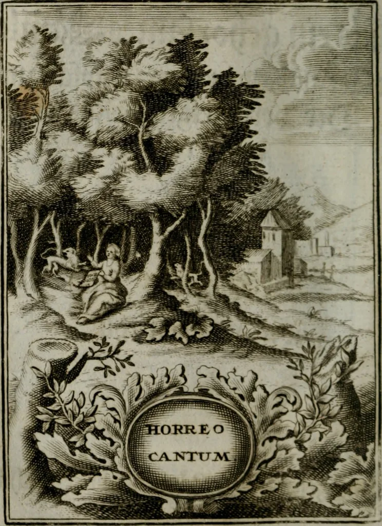 An illustration from Mariae höchst-wunderbarliche und ohne alle Sünden-Mackl gnaden-reich beschehene Empfängnuss : in hunderterley Sinn-Bildern vorgestellet, mit minder ... durch gleich-lauffende Vers deutlich erkläret : anbey mit einer anmüthigen Melodey versehen .., 1712, leaf 73