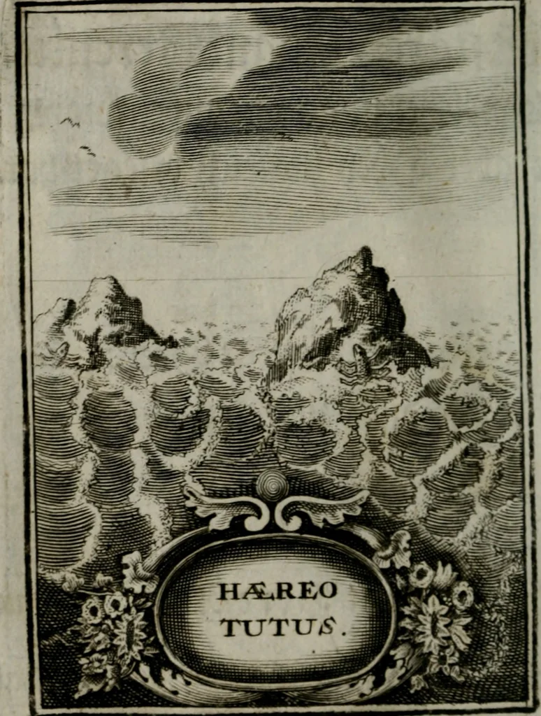 An illustration from Mariae höchst-wunderbarliche und ohne alle Sünden-Mackl gnaden-reich beschehene Empfängnuss : in hunderterley Sinn-Bildern vorgestellet, mit minder ... durch gleich-lauffende Vers deutlich erkläret : anbey mit einer anmüthigen Melodey versehen .., 1712, leaf 79