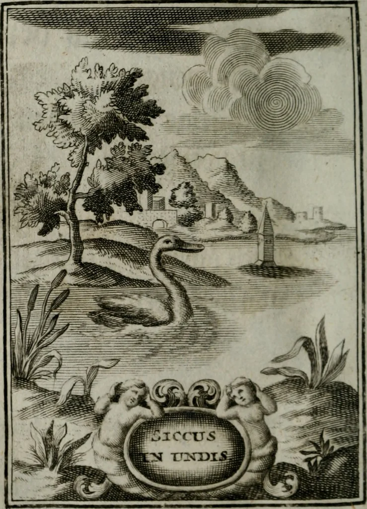 An illustration from Mariae höchst-wunderbarliche und ohne alle Sünden-Mackl gnaden-reich beschehene Empfängnuss : in hunderterley Sinn-Bildern vorgestellet, mit minder ... durch gleich-lauffende Vers deutlich erkläret : anbey mit einer anmüthigen Melodey versehen .., 1712, leaf 89