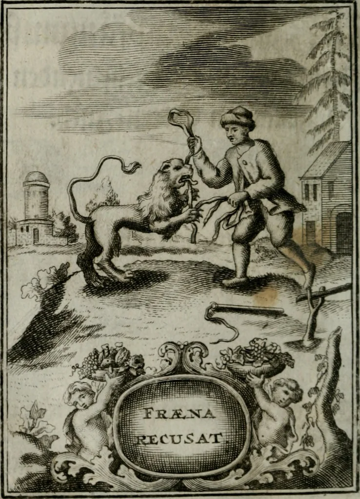 An illustration from Mariae höchst-wunderbarliche und ohne alle Sünden-Mackl gnaden-reich beschehene Empfängnuss : in hunderterley Sinn-Bildern vorgestellet, mit minder ... durch gleich-lauffende Vers deutlich erkläret : anbey mit einer anmüthigen Melodey versehen .., 1712, leaf 93