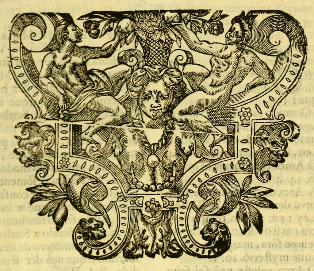 An illustration from Maria Rosa Mystica. : Excellencias, poderes, e maravilhas do seu rosario, compendiadas em trinta sermoens asceticos, & panegyricos sobre os dous evangelhos desta solennidade novo, & antigo:, 1686, leaf 583