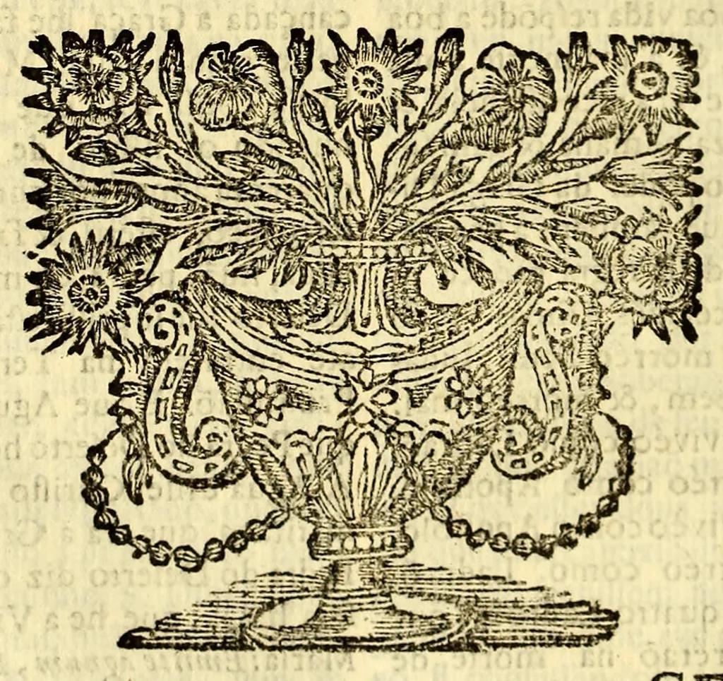 An illustration from Maria rosa mystica. : Excellencias, poderes, e maravilhas do seu rosario: compendiadas em trinta sermoens asceticos, e panegyricos, sobre os dous evangelhos desta solennidade, novo, & antigo:, 1688, leaf 406