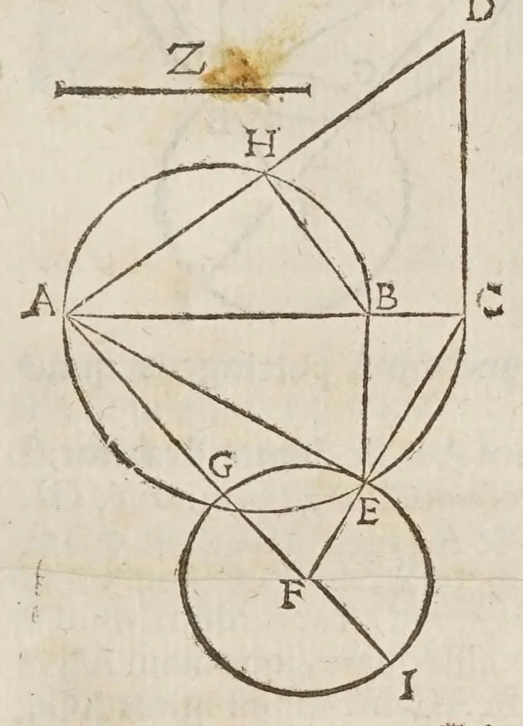An illustration from Marini Ghetaldi ... Apollonius rediuiuus, seu, Restituta Apollonii Pergaei inclinationum geometria, 1607, leaf 17