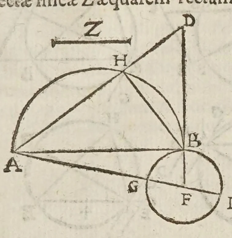 An illustration from Marini Ghetaldi ... Apollonius rediuiuus, seu, Restituta Apollonii Pergaei inclinationum geometria, 1607, leaf 27