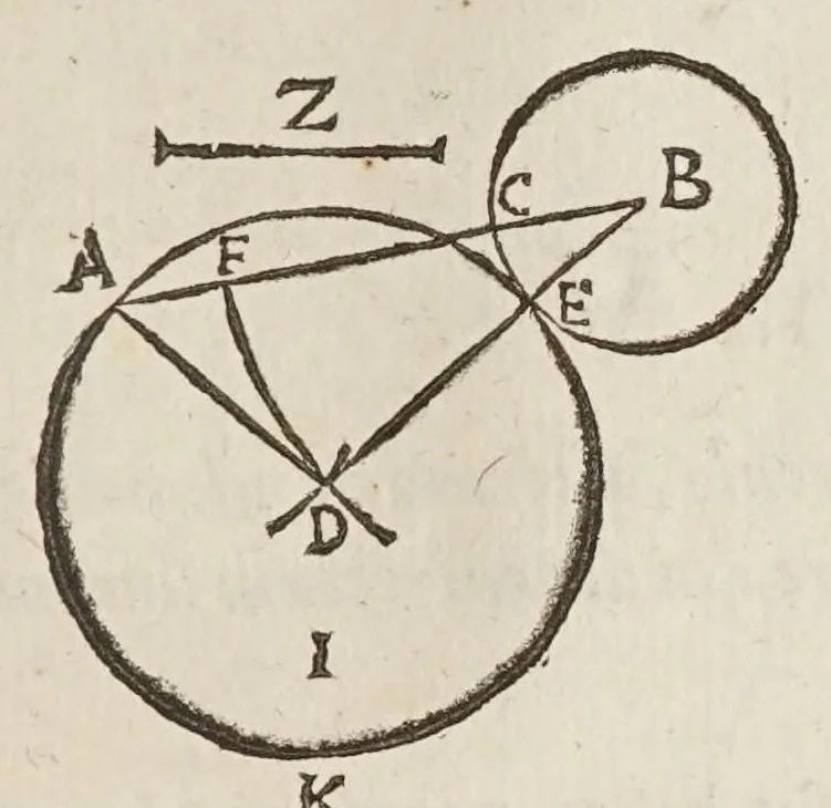 An illustration from Marini Ghetaldi ... Apollonius rediuiuus, seu, Restituta Apollonii Pergaei inclinationum geometria, 1607, leaf 49