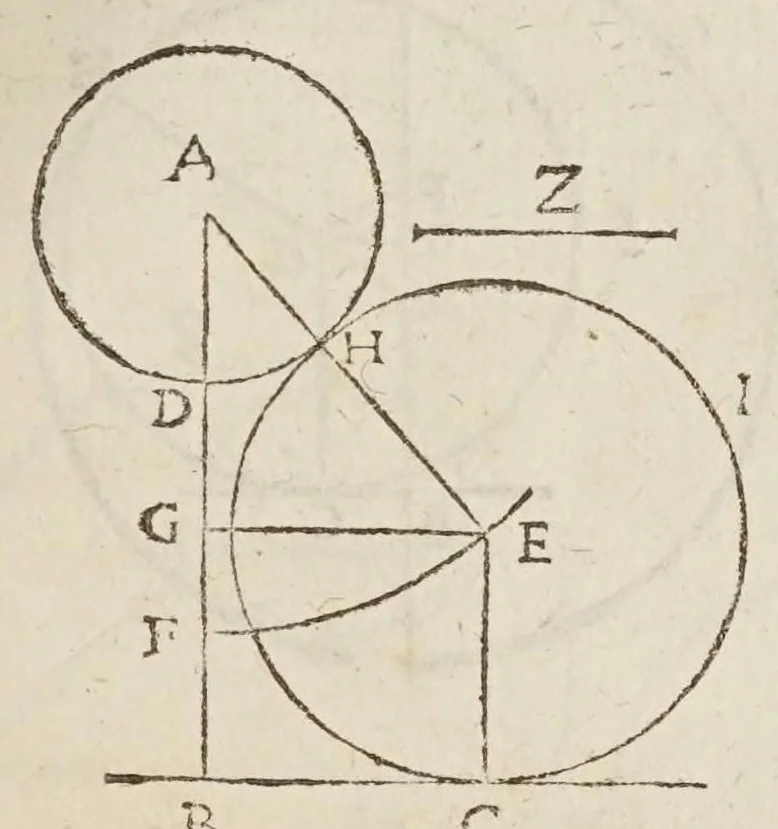 An illustration from Marini Ghetaldi ... Apollonius rediuiuus, seu, Restituta Apollonii Pergaei inclinationum geometria, 1607, leaf 51