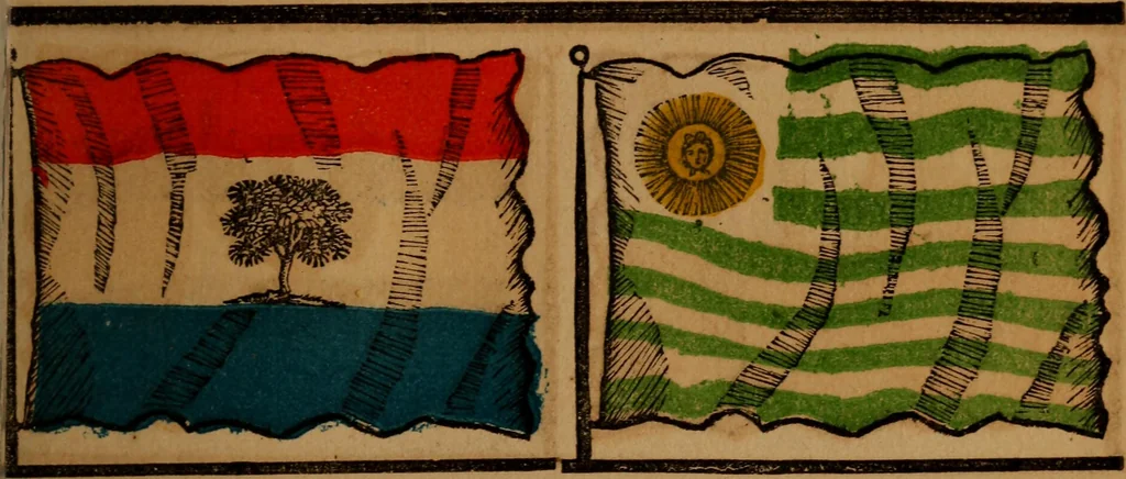 An illustration from The maritime flags and standards of all nations, together with a geographical sketch, 1856, leaf 14