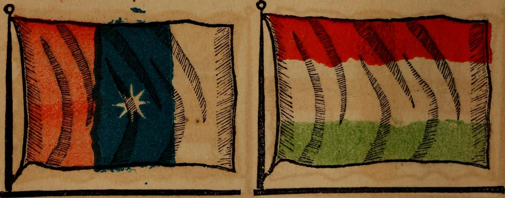 An illustration from The maritime flags and standards of all nations, together with a geographical sketch, 1856, leaf 15
