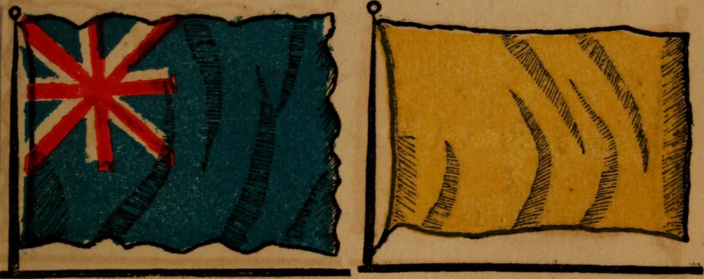 An illustration from The maritime flags and standards of all nations, together with a geographical sketch, 1856, leaf 20