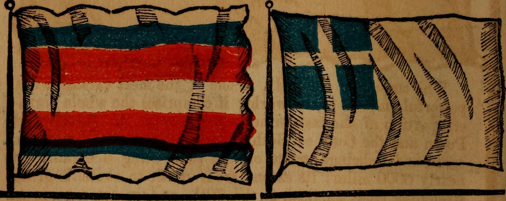 An illustration from The maritime flags and standards of all nations, together with a geographical sketch, 1856, leaf 25