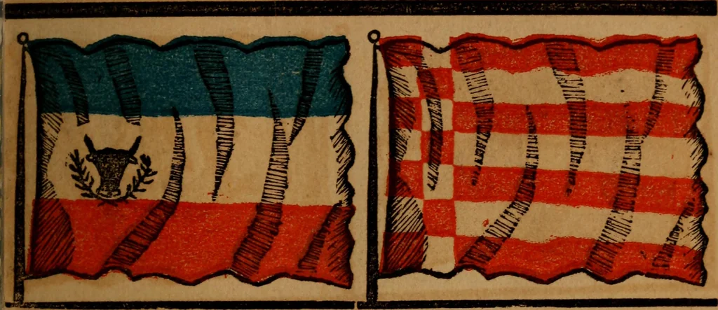 An illustration from The maritime flags and standards of all nations, together with a geographical sketch, 1856, leaf 32