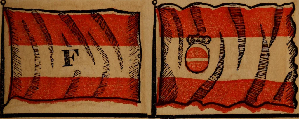 An illustration from The maritime flags and standards of all nations, together with a geographical sketch, 1856, leaf 34