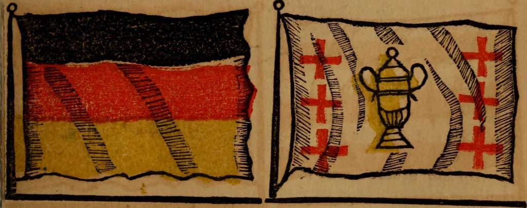 An illustration from The maritime flags and standards of all nations, together with a geographical sketch, 1856, leaf 34