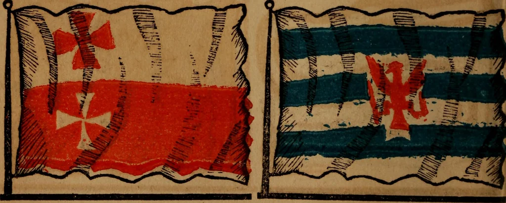 An illustration from The maritime flags and standards of all nations, together with a geographical sketch, 1856, leaf 37