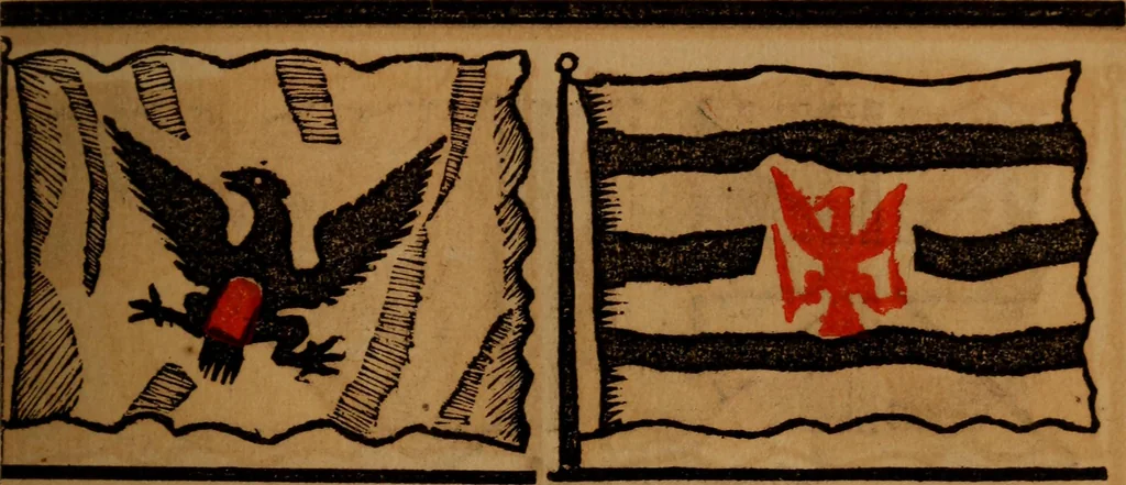 An illustration from The maritime flags and standards of all nations, together with a geographical sketch, 1856, leaf 38