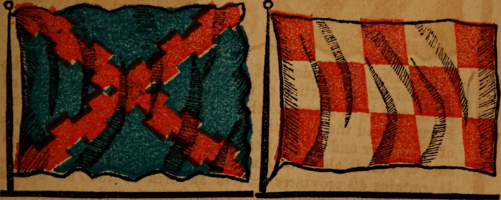 An illustration from The maritime flags and standards of all nations, together with a geographical sketch, 1856, leaf 44