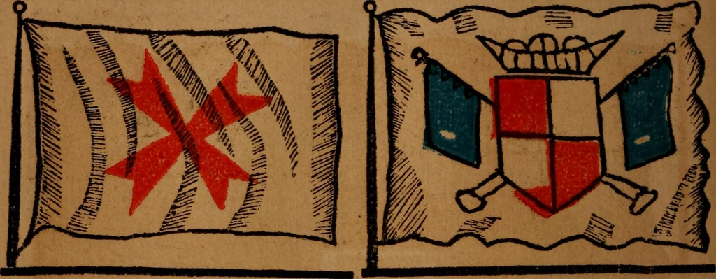 An illustration from The maritime flags and standards of all nations, together with a geographical sketch, 1856, leaf 45