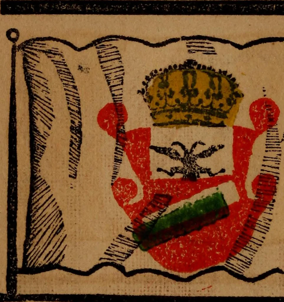 An illustration from The maritime flags and standards of all nations, together with a geographical sketch, 1856, leaf 49
