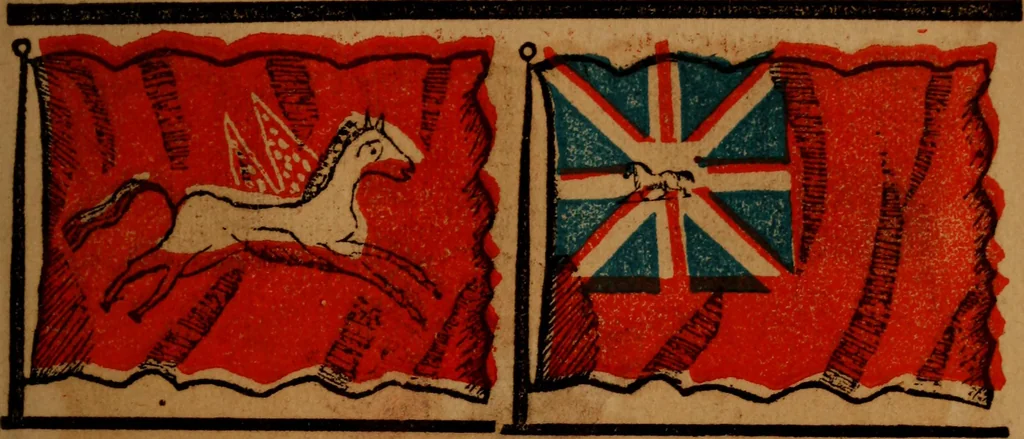 An illustration from The maritime flags and standards of all nations, together with a geographical sketch, 1856, leaf 56