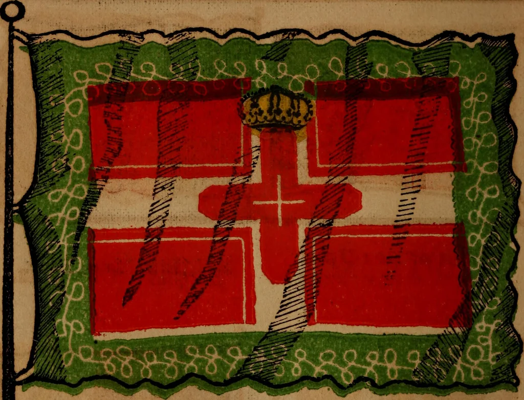 An illustration from The maritime flags and standards of all nations, together with a geographical sketch, 1856, leaf 61