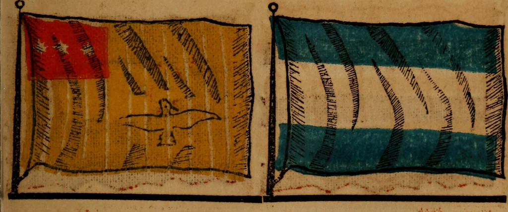 An illustration from The maritime flags and standards of all nations, together with a geographical sketch, 1856, leaf 68