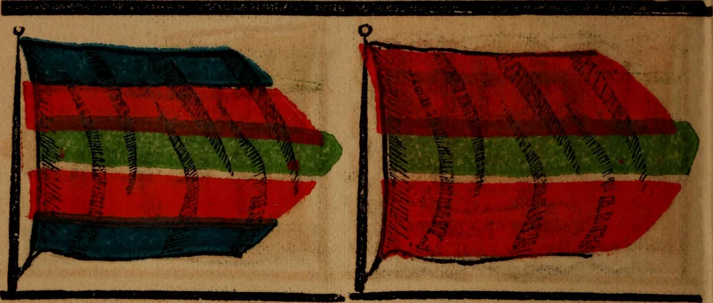 An illustration from The maritime flags and standards of all nations, together with a geographical sketch, 1856, leaf 69