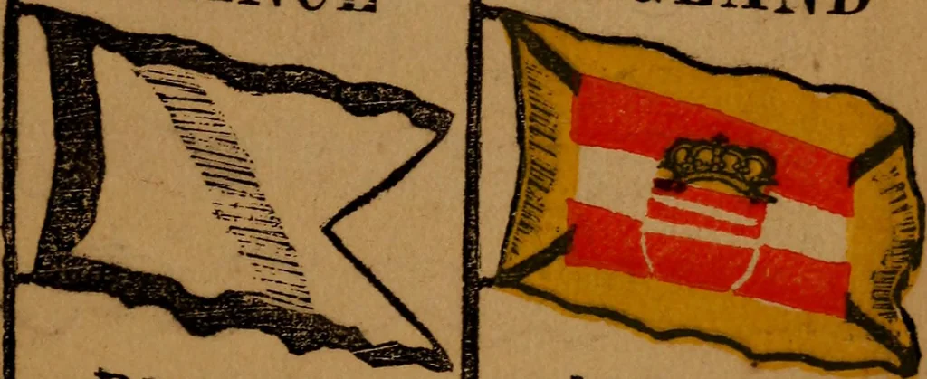 An illustration from The maritime flags and standards of all nations, together with a geographical sketch, 1856, leaf 8