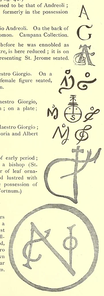 An illustration from Marks and monograms on European and Oriental pottery and porcelain , with historical notices of each manufactory; over 5000 potters' marks and illustrations, 1912, leaf 99