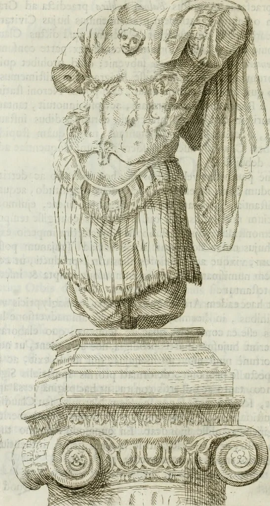 An illustration from Marmora Felsinea : innumeris non solum inscriptionibus exteris hucusque ineditis : sed etiam quamplurimis doctissimorum virorum expositionibus roborata & aucta : illustrissimo ac amplissimo Bononiae Senatui dicata, 1690, leaf 167