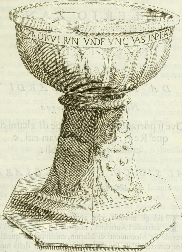 An illustration from Marmora Felsinea : innumeris non solum inscriptionibus exteris hucusque ineditis : sed etiam quamplurimis doctissimorum virorum expositionibus roborata & aucta : illustrissimo ac amplissimo Bononiae Senatui dicata, 1690, leaf 198