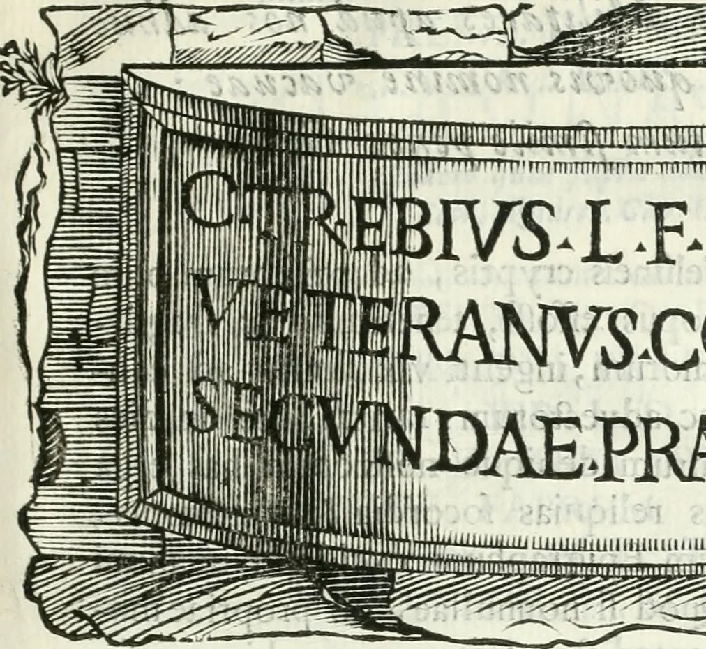 An illustration from Marmora Felsinea : innumeris non solum inscriptionibus exteris hucusque ineditis : sed etiam quamplurimis doctissimorum virorum expositionibus roborata & aucta : illustrissimo ac amplissimo Bononiae Senatui dicata, 1690, leaf 252