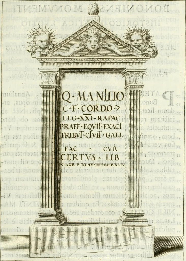 An illustration from Marmora Felsinea : innumeris non solum inscriptionibus exteris hucusque ineditis : sed etiam quamplurimis doctissimorum virorum expositionibus roborata & aucta : illustrissimo ac amplissimo Bononiae Senatui dicata, 1690, leaf 286