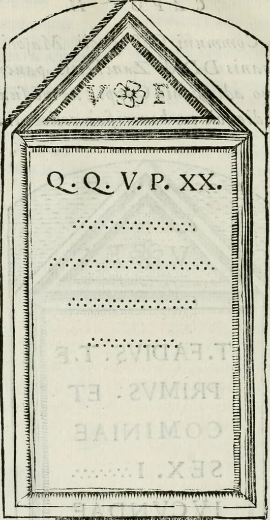 An illustration from Marmora Felsinea : innumeris non solum inscriptionibus exteris hucusque ineditis : sed etiam quamplurimis doctissimorum virorum expositionibus roborata & aucta : illustrissimo ac amplissimo Bononiae Senatui dicata, 1690, leaf 391