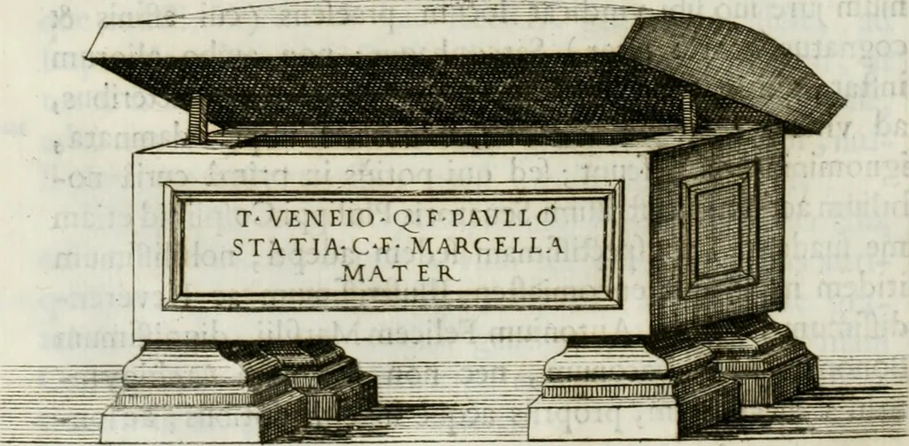 An illustration from Marmora Felsinea : innumeris non solum inscriptionibus exteris hucusque ineditis : sed etiam quamplurimis doctissimorum virorum expositionibus roborata & aucta : illustrissimo ac amplissimo Bononiae Senatui dicata, 1690, leaf 401