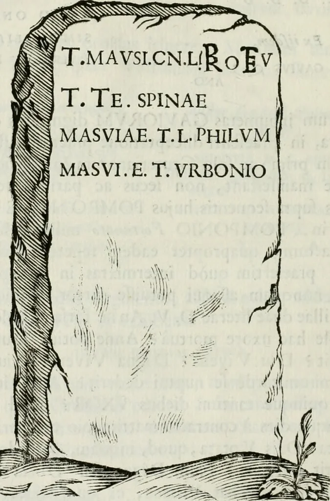 An illustration from Marmora Felsinea : innumeris non solum inscriptionibus exteris hucusque ineditis : sed etiam quamplurimis doctissimorum virorum expositionibus roborata & aucta : illustrissimo ac amplissimo Bononiae Senatui dicata, 1690, leaf 581